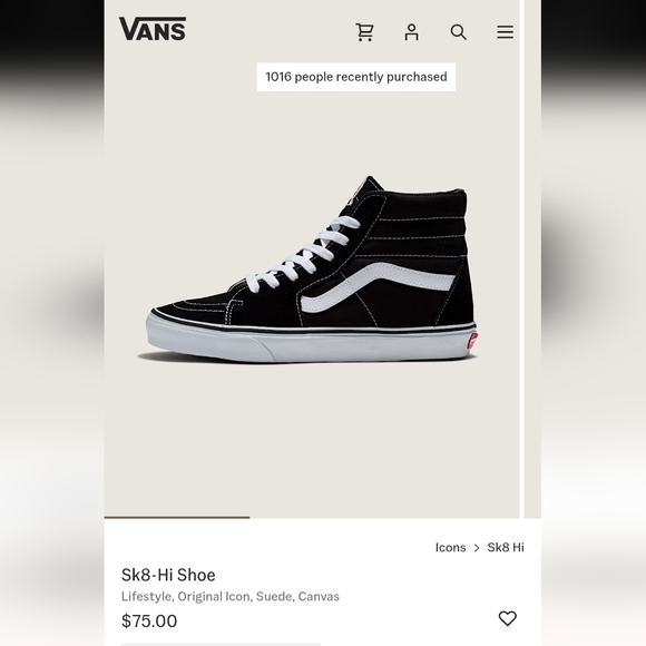 NEW Vans Classic Black and White High-Tops - Picture 1 of 6